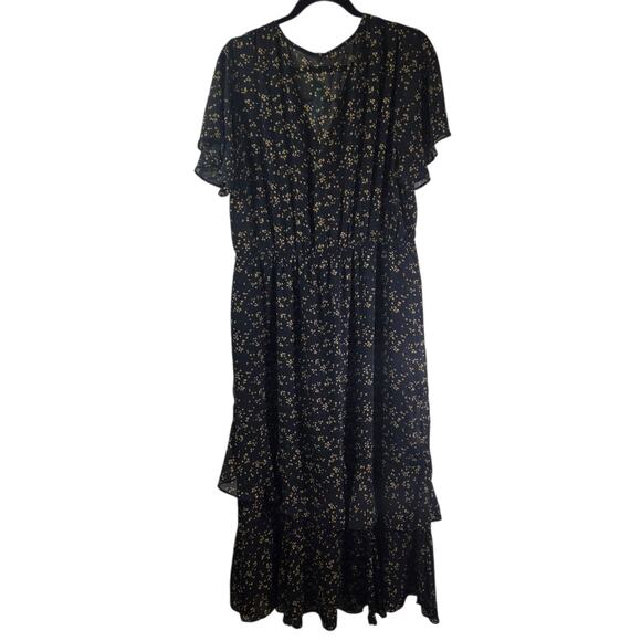 Llewellyn Womens 2XL NWT Frill Flowy Summer Maxi Dress Black Plus Size - Picture 2 of 7